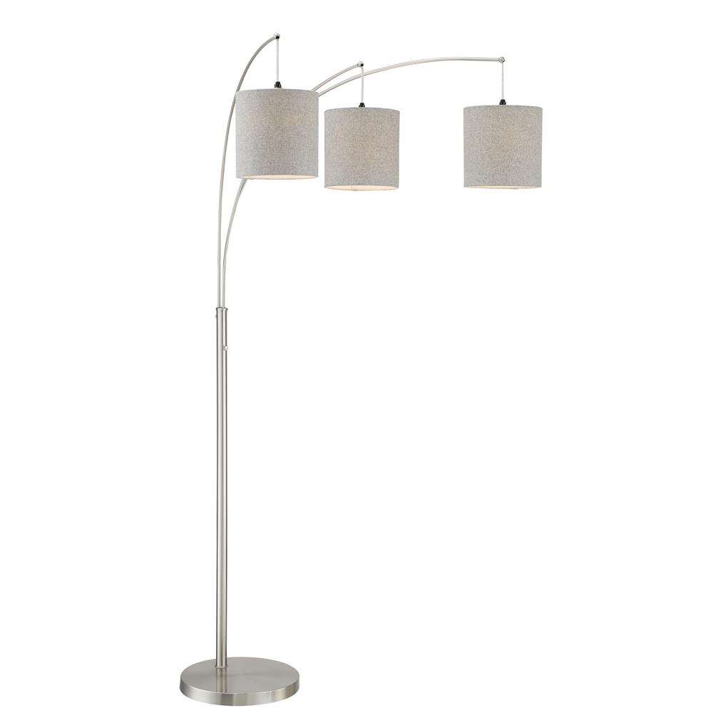 Lite Source LS-83282GREY 3-lite Arch Lamp, Bn/grey Fabric Shade, E27 Type A 60wx3