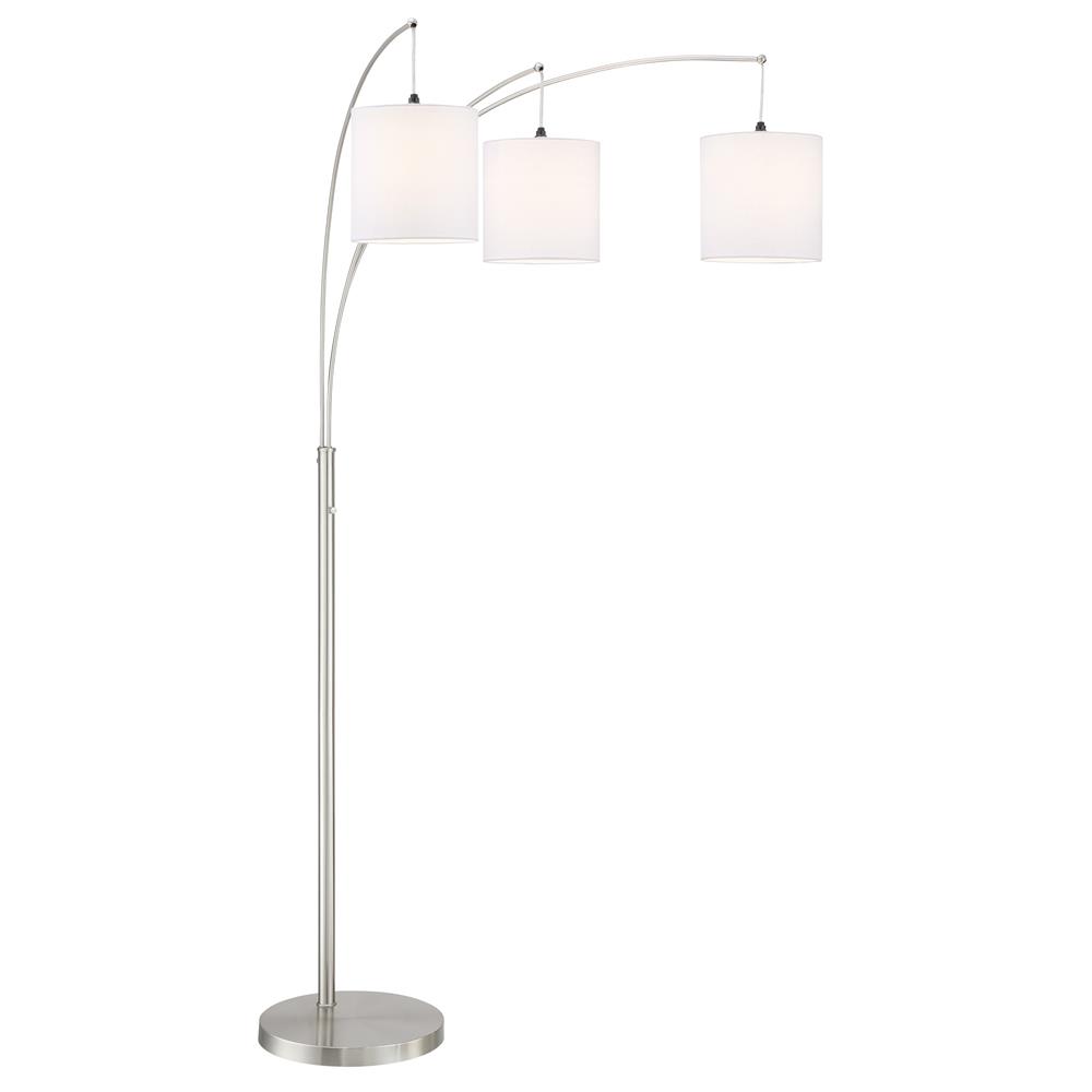 Lite Source LS-83282WHT 3-lite Arch Lamp, Bn/white Fabric Shade, E27 Type A 60wx3