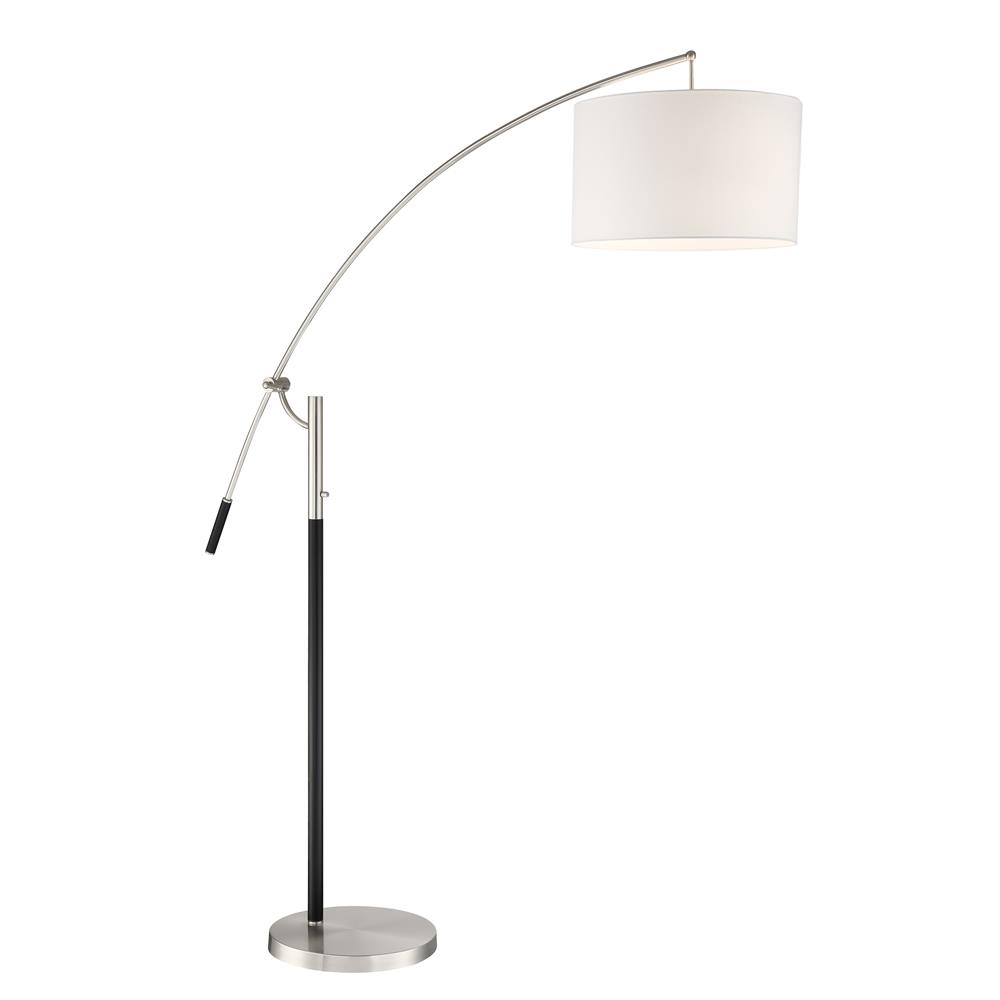 Lite Source LS-83286 Arch Lamp, Bn/black/white Fabric Shade, E27 Type A 100wx2
