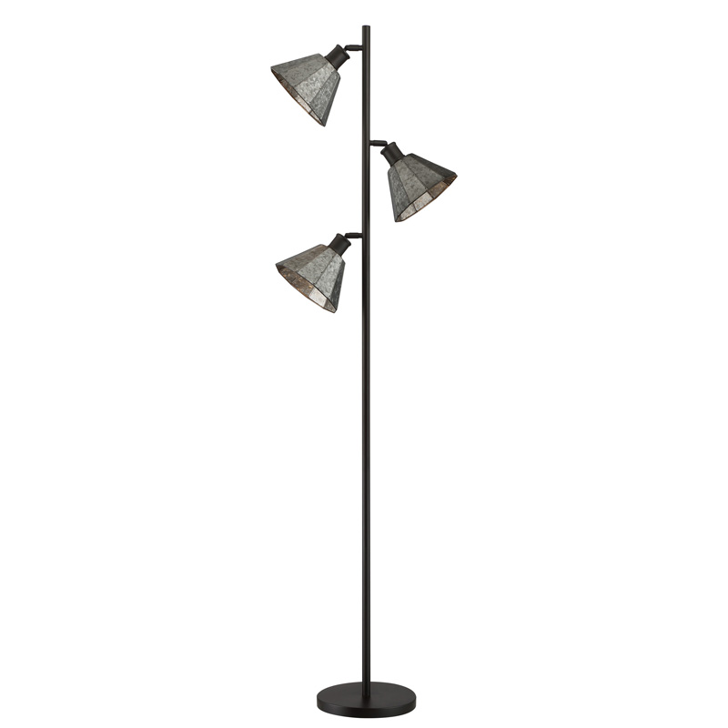 Lite Source LS-83497 3-lite Floor Lamp, Metal Shade/dark Brown, E27 Type A 40wx3