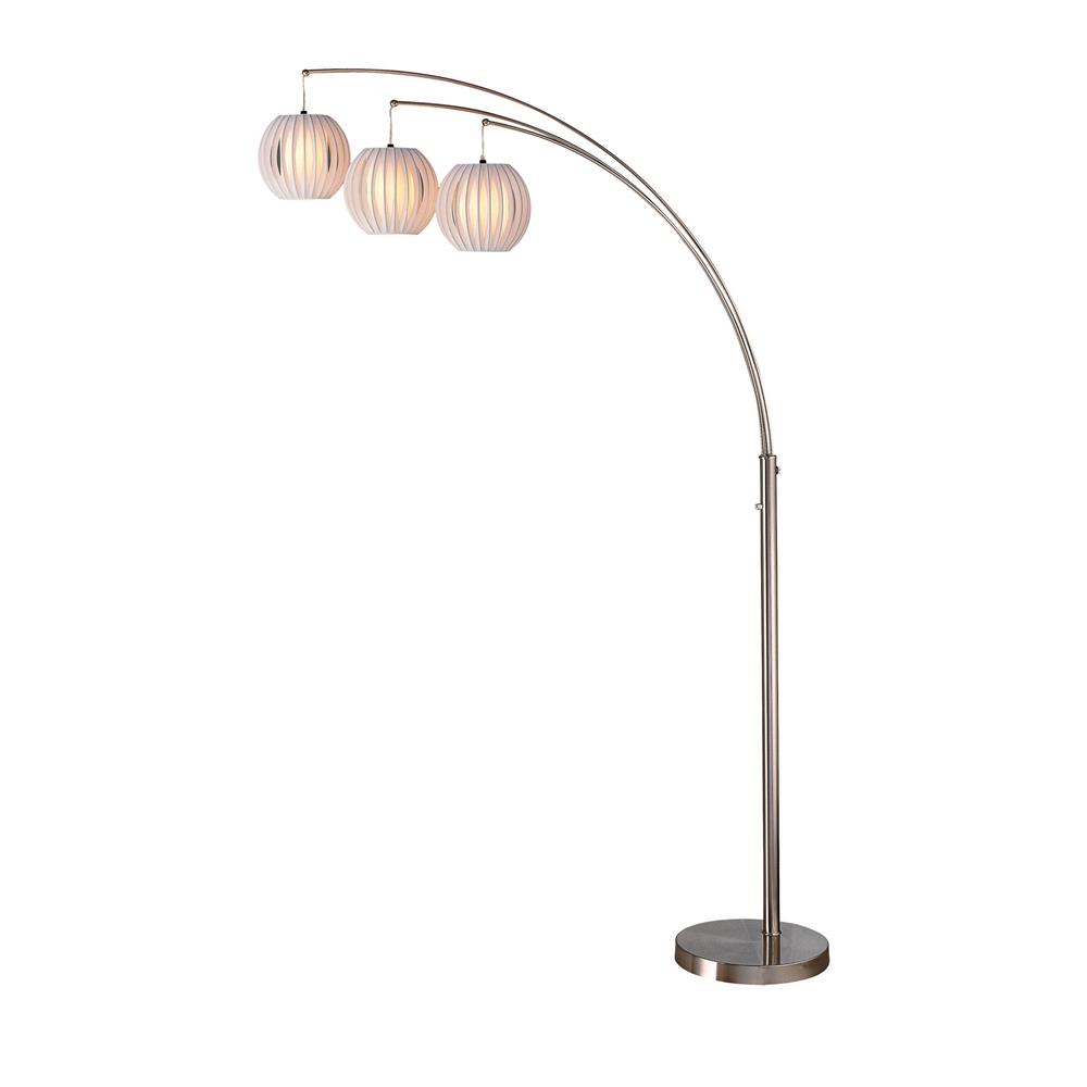 Lite Source LS-8871PS/WHT Deion 3 Light Arch Lamp in Polished Steel with White Shade
