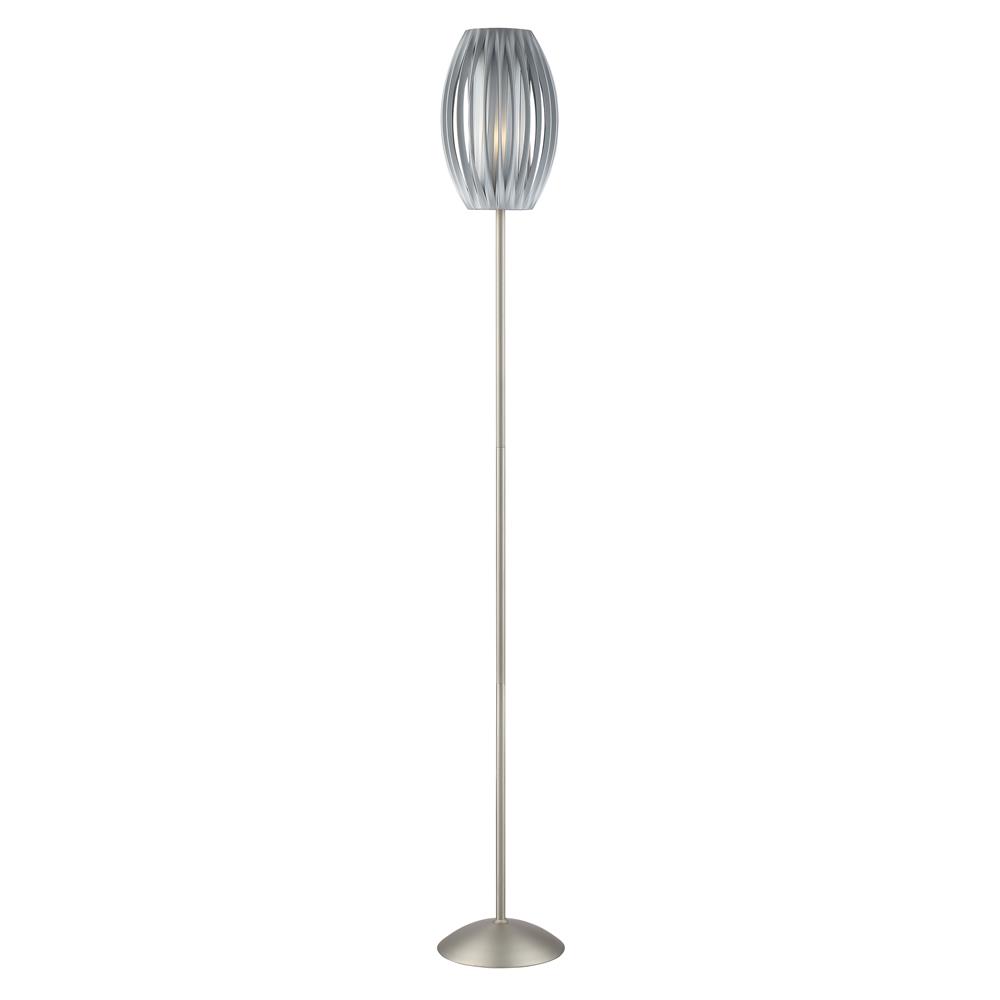 Lite Source LS-8875SS/GREY Egg Floor Lamp, Ss W/Grey Pleated Shade, E27 Type A 100W