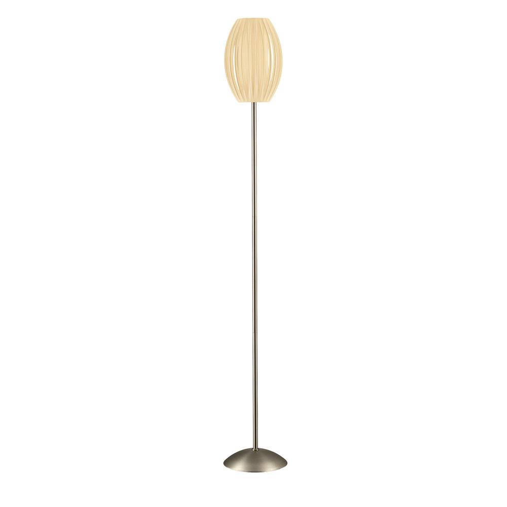 Lite Source LS-8875SS/WHT Egg 1 Light CFL Floor Lamp in Satin Steel with White Pleated Shade