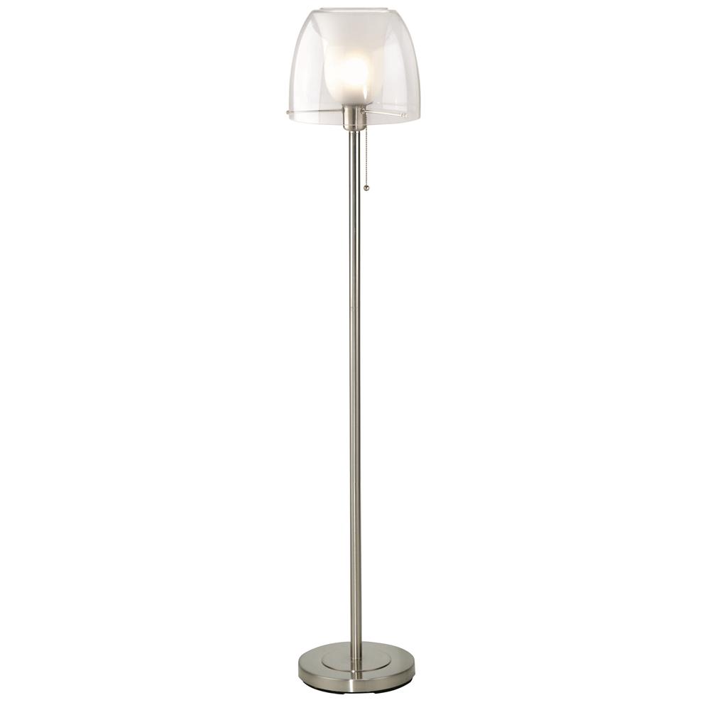 Lite Source LS-9955PS/FRO Double Glass Floor Lamp, Ps W/frost Inner Glass Shade 100w
