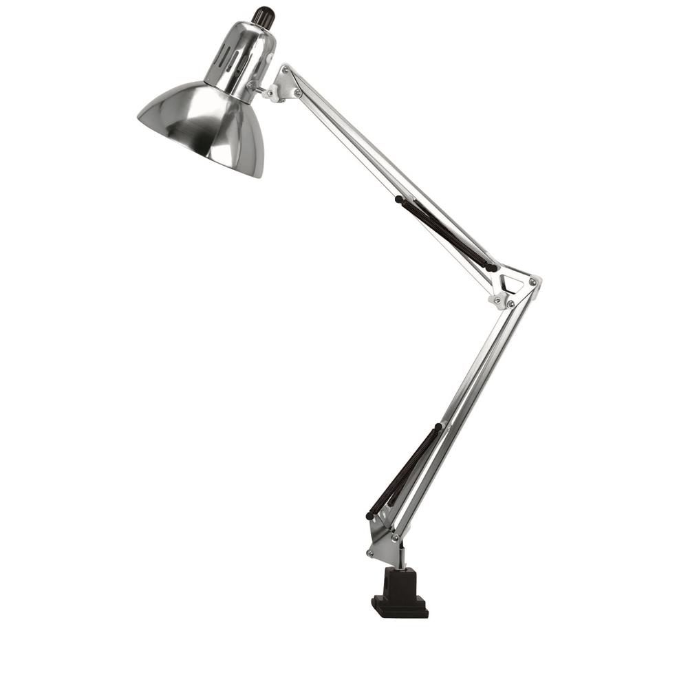 Lite Source LSF-105PS Swing Arm 1 Light CFL Clamp-on Lamp in Polished Steel