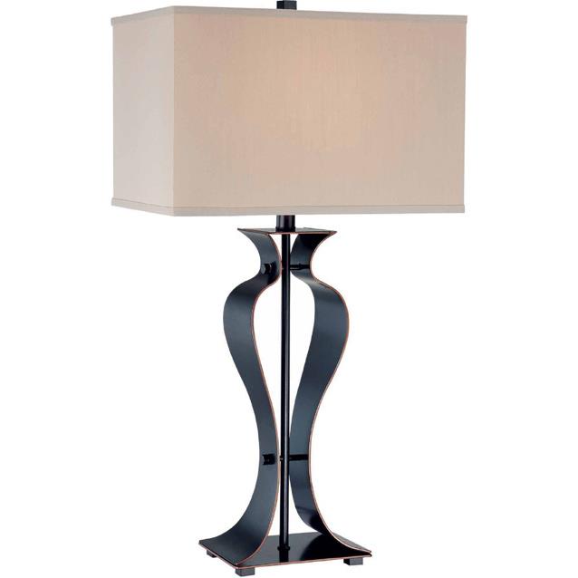 Lite Source LSF-21243D/BRZ Table Lamp, Dark Bronze/l.beige Fabric Shade, Cfl 25w/3-way