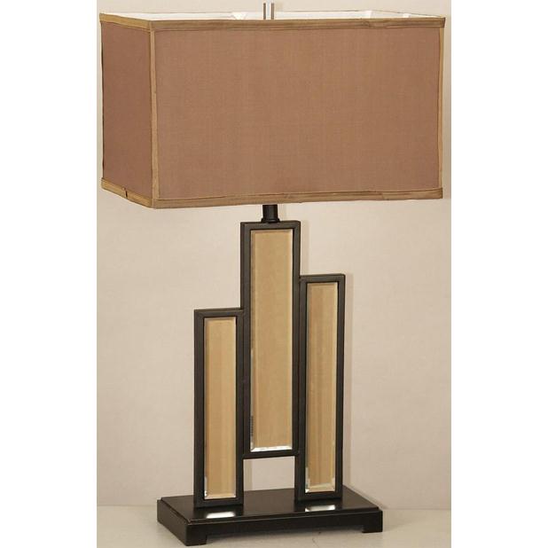 Lite Source LSF-22163 Table Lamp, Mirror Body/fabric Shade, E27 Cfl 25w/3-way