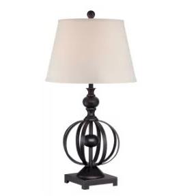 Lite Source LSF-22558 Table Lamp, Dark Bronze/fabric Shade, E27 Cfl 25w/3-way