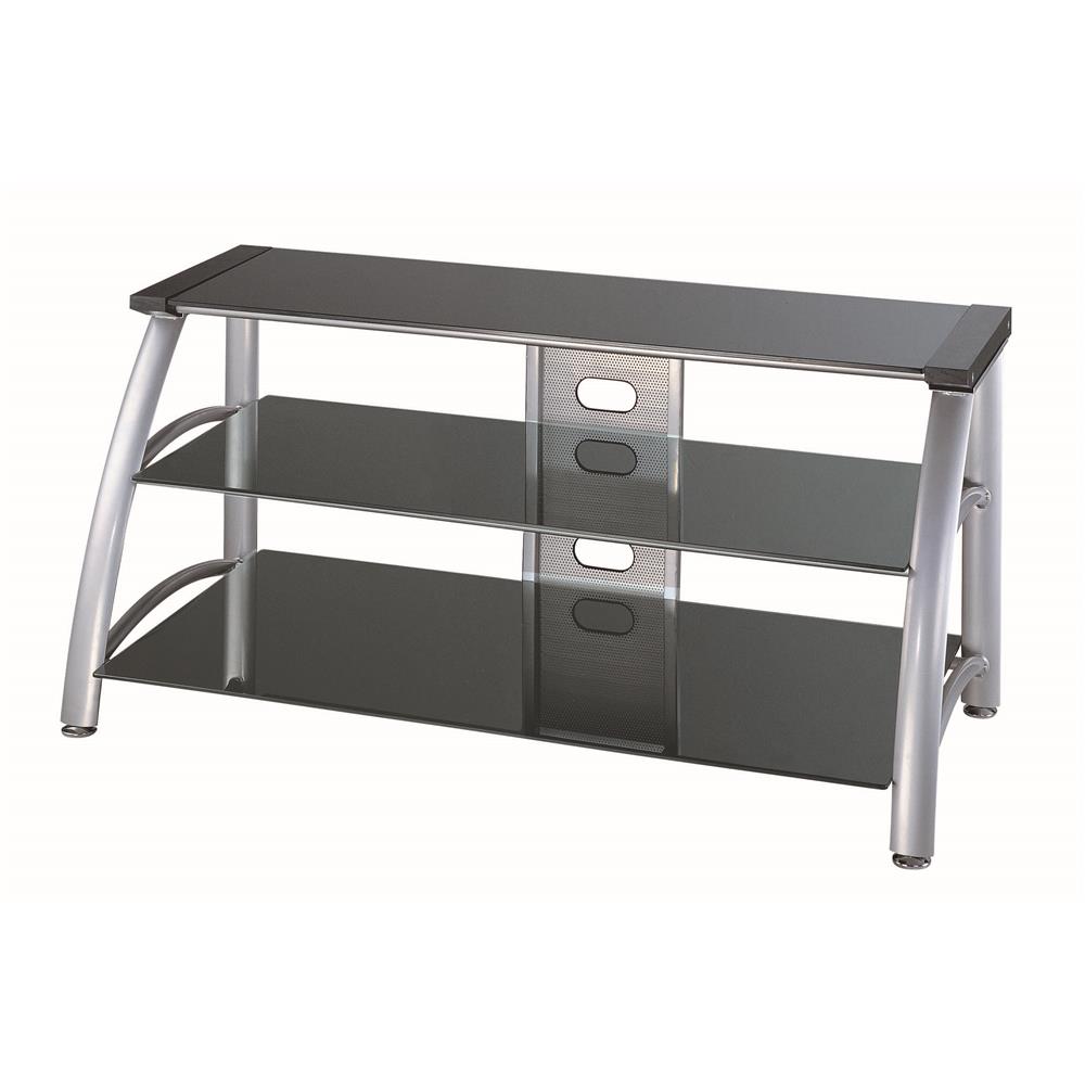 Lite Source LSH-5607 3-tier Tv Stand, Silver Chrome/black Glass, 50"lx23"wx23h