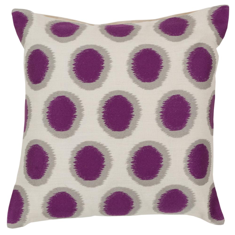 Livabliss AR089-2020 Ikat Dots AR-089 20"L x 20"W Accent Pillow Purple, Medium Gray, Cream