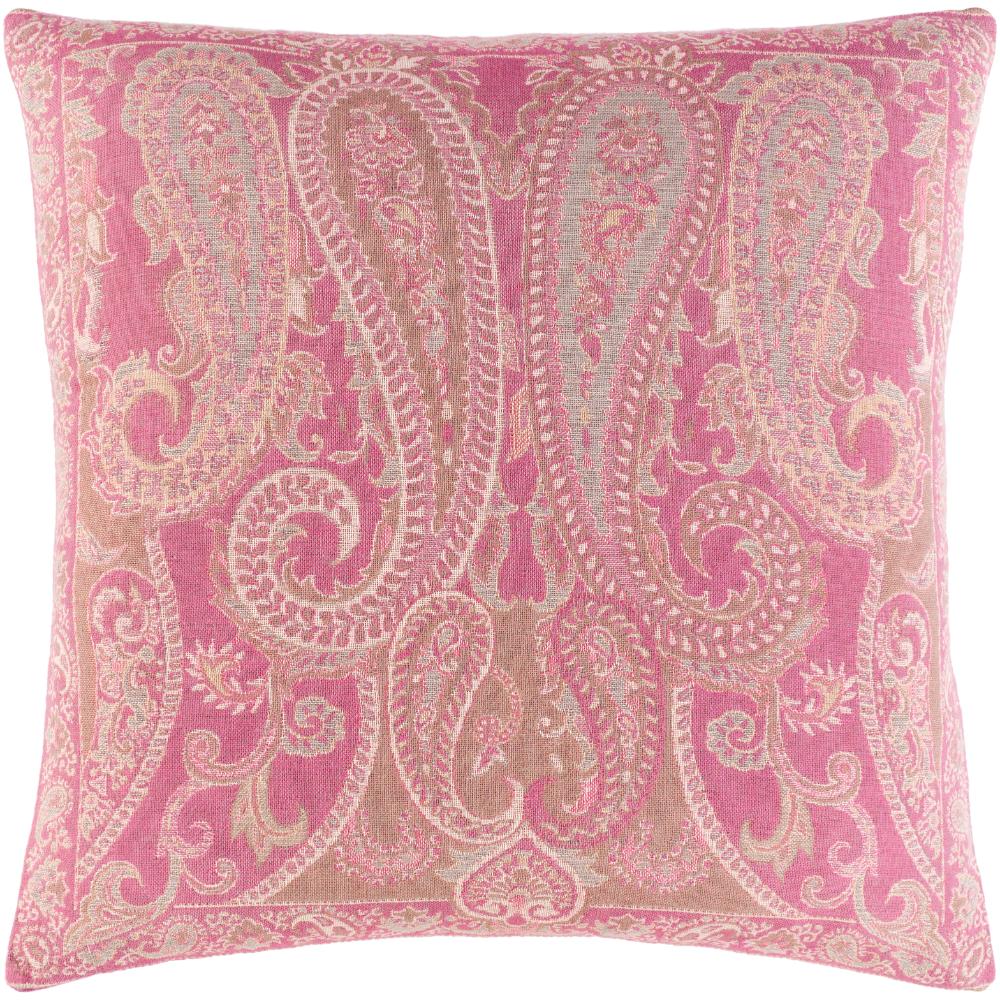 Livabliss BEH002-2020 Boteh BEH-002 20"L x 20"W Accent Pillow Pink, Taupe, Light Gray, Cream