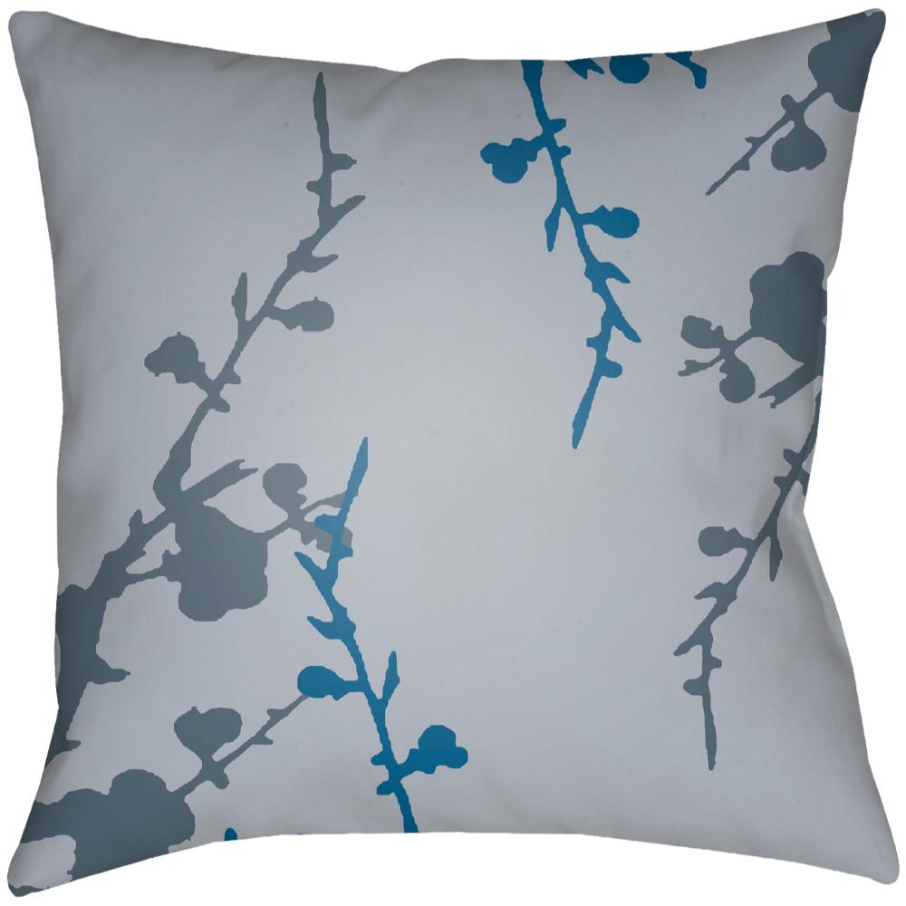 Livabliss CF011-1818 Chinoiserie Floral CF-011 18"L x 18"W Accent Pillow Pale Blue, Blue