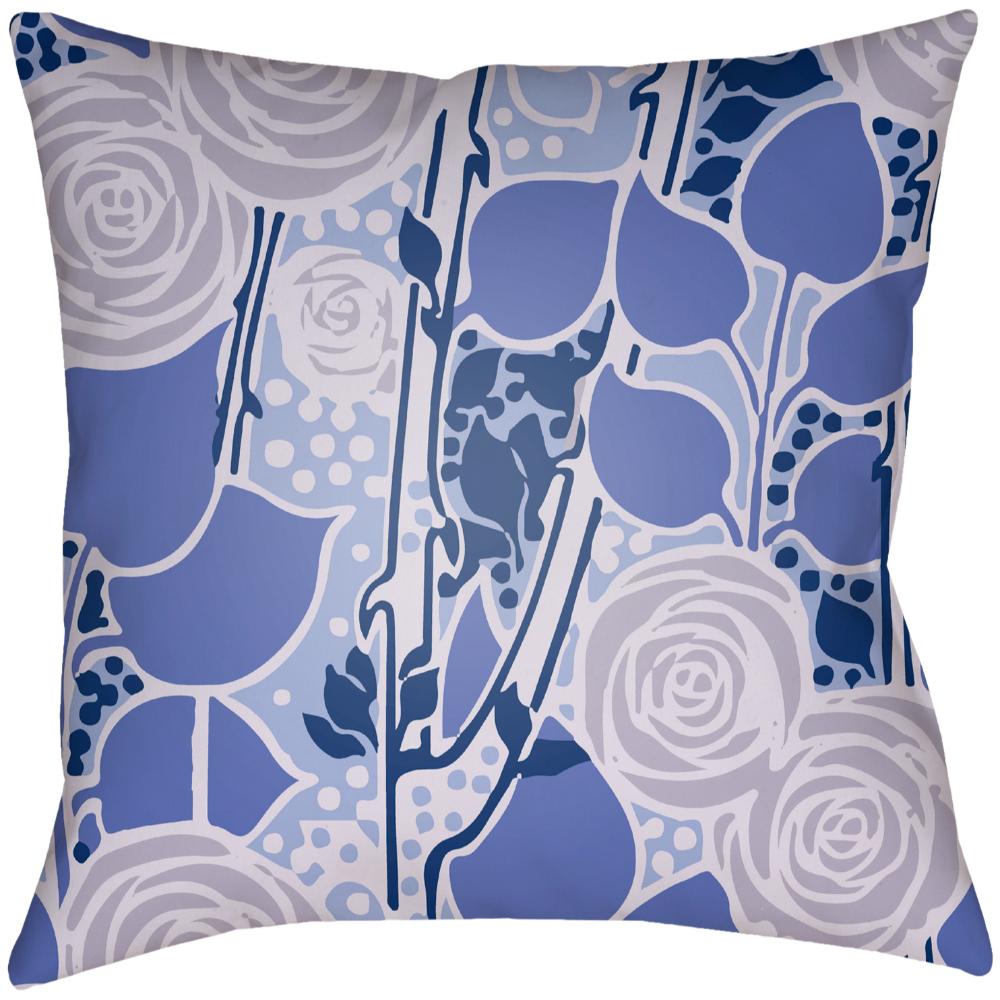 Livabliss CF020-1818 Chinoiserie Floral CF-020 18"L x 18"W Accent Pillow Dark Blue, Lavender