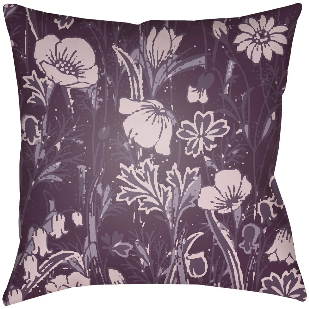 Livabliss CF032-2222 Chinoiserie Floral CF-032 22"L x 22"W Accent Pillow Dark Purple, Lilac, Lavender
