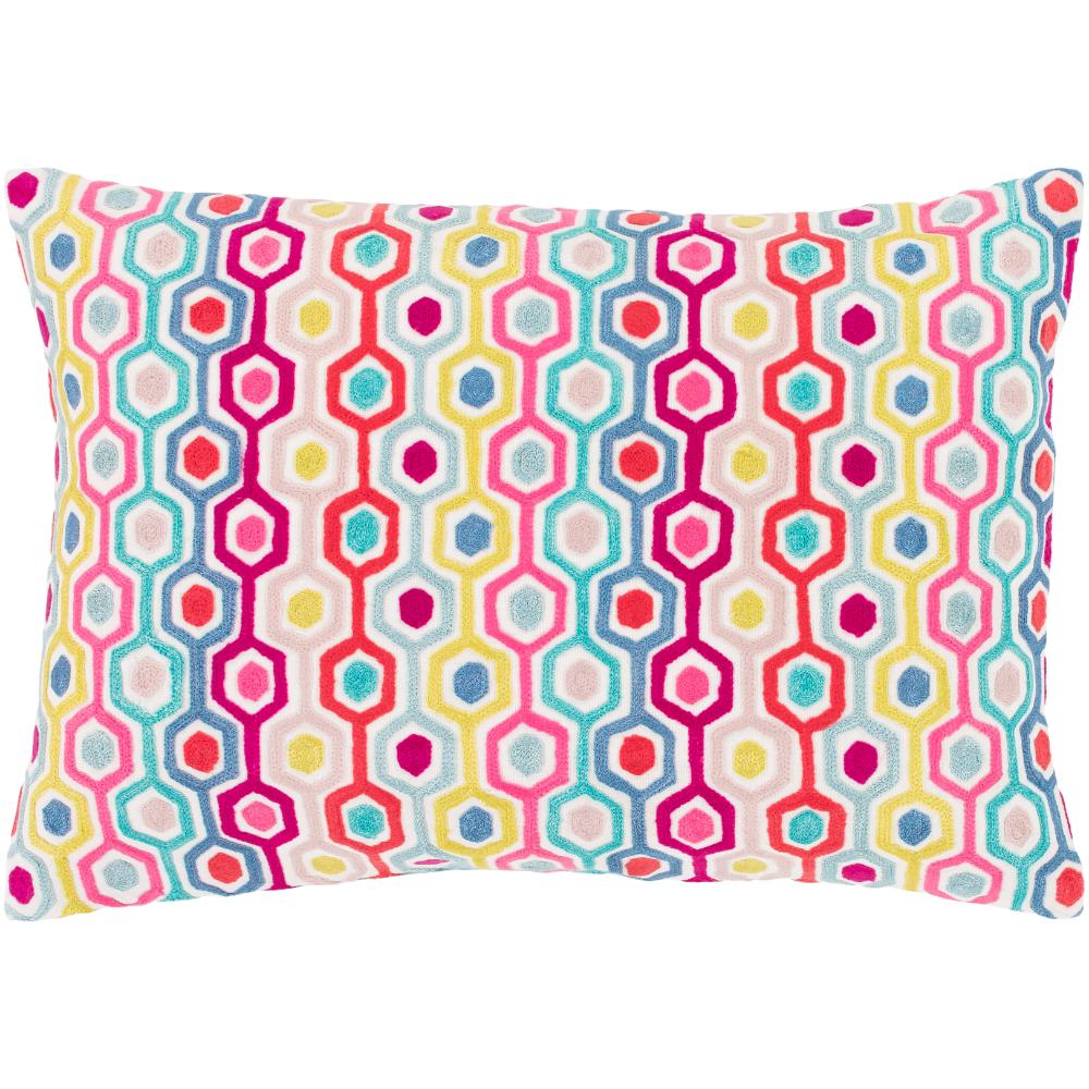 Livabliss CNE001-1319 Candescent CNE-001 13"L x 19"W Lumbar Pillow Magenta, Blue, Dusty Coral, Ivory, Pale Blue, Pink