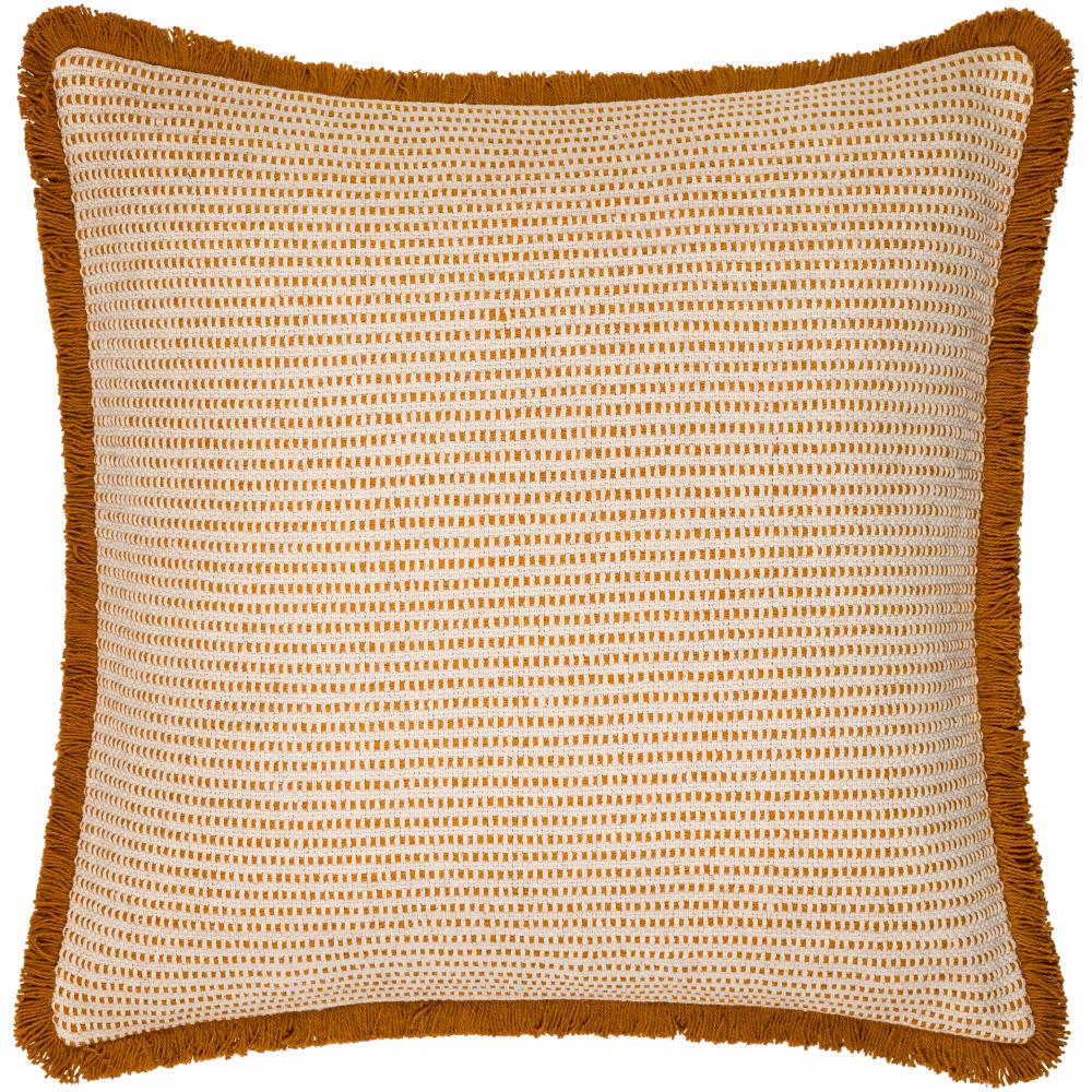 Livabliss CTF001-1818 Cotton Fringe CTF-001 18"L x 18"W Accent Pillow Rust, Ivory