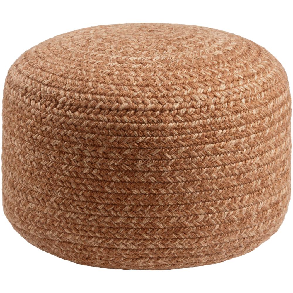 Livabliss EDPF006-121717 Entwined EDPF-006 12"H x 18"W x 18"D Pouf in Light Brown