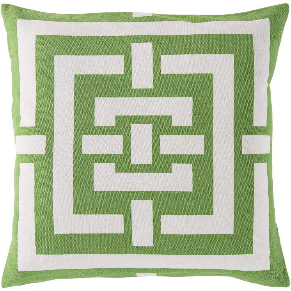Livabliss FB004-2020 Circles & Squares FB-004 20"L x 20"W Accent Pillow Grass Green, Cream