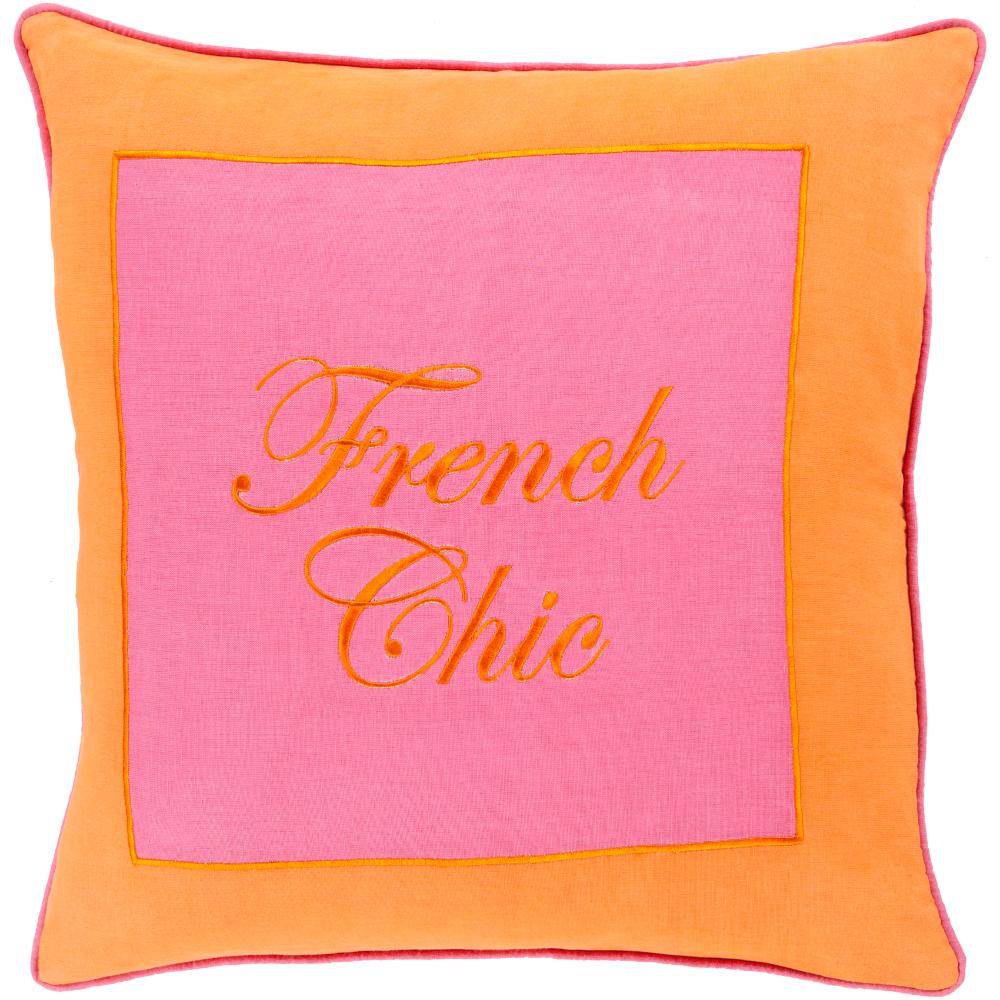 Livabliss FRC001-1818 French Chic FRC-001 18"L x 18"W Accent Pillow Fuchsia, Orange