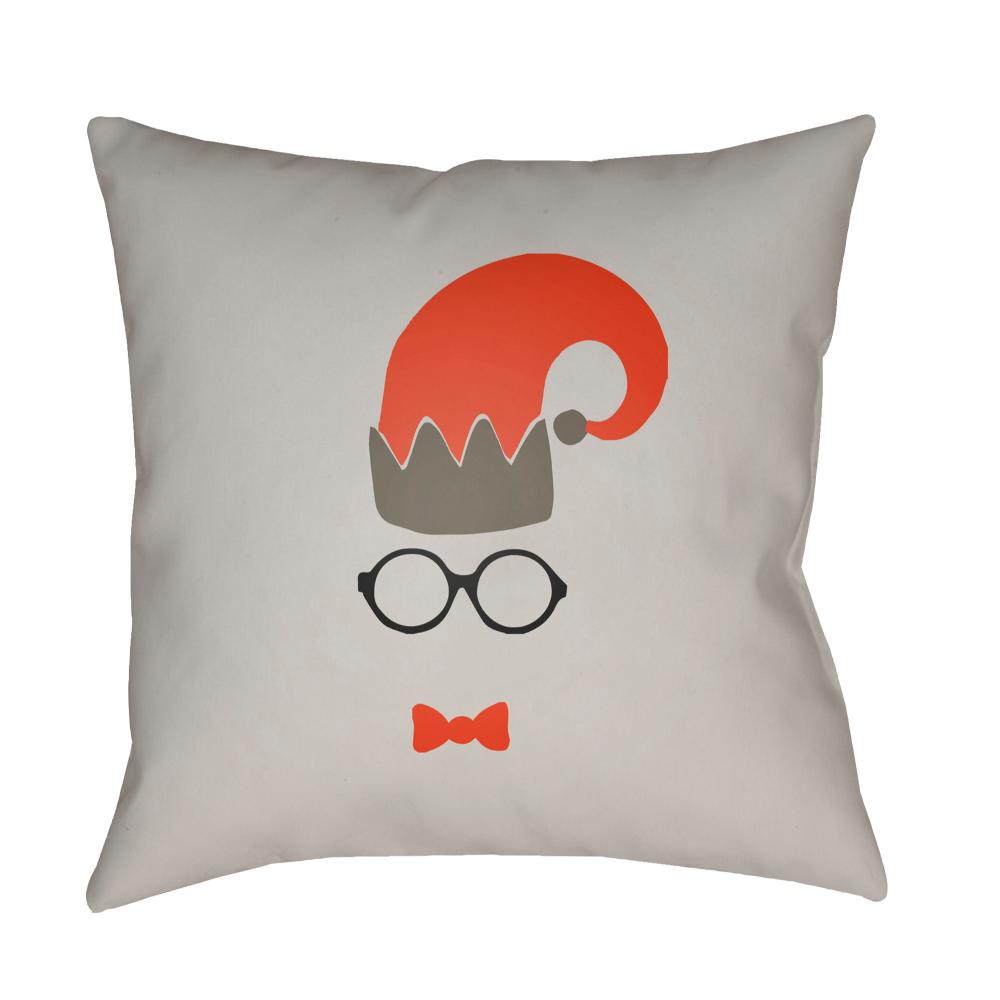 Livabliss HDY020-1818 Elf HDY-020 18"L x 18"W Accent Pillow Sterling Grey, Ivory, Pewter, Dark Coral