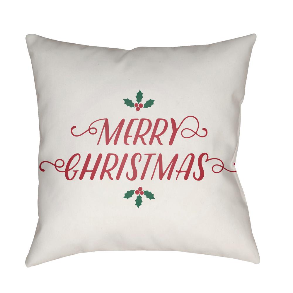 Livabliss HDY067-1818 Merry Christmas I HDY-067 18"L x 18"W Accent Pillow in Light Silver