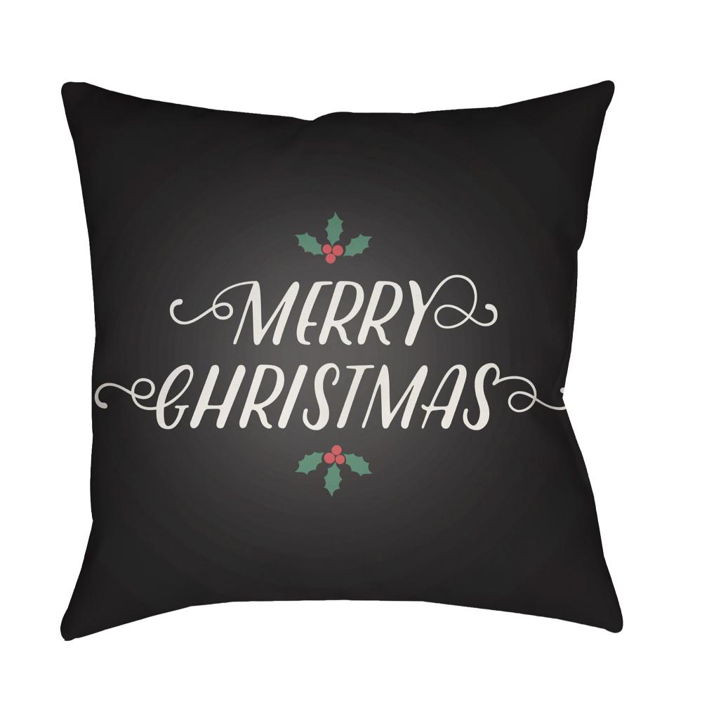 Livabliss HDY070-1818 Merry Christmas I HDY-070 18"L x 18"W Accent Pillow in Black