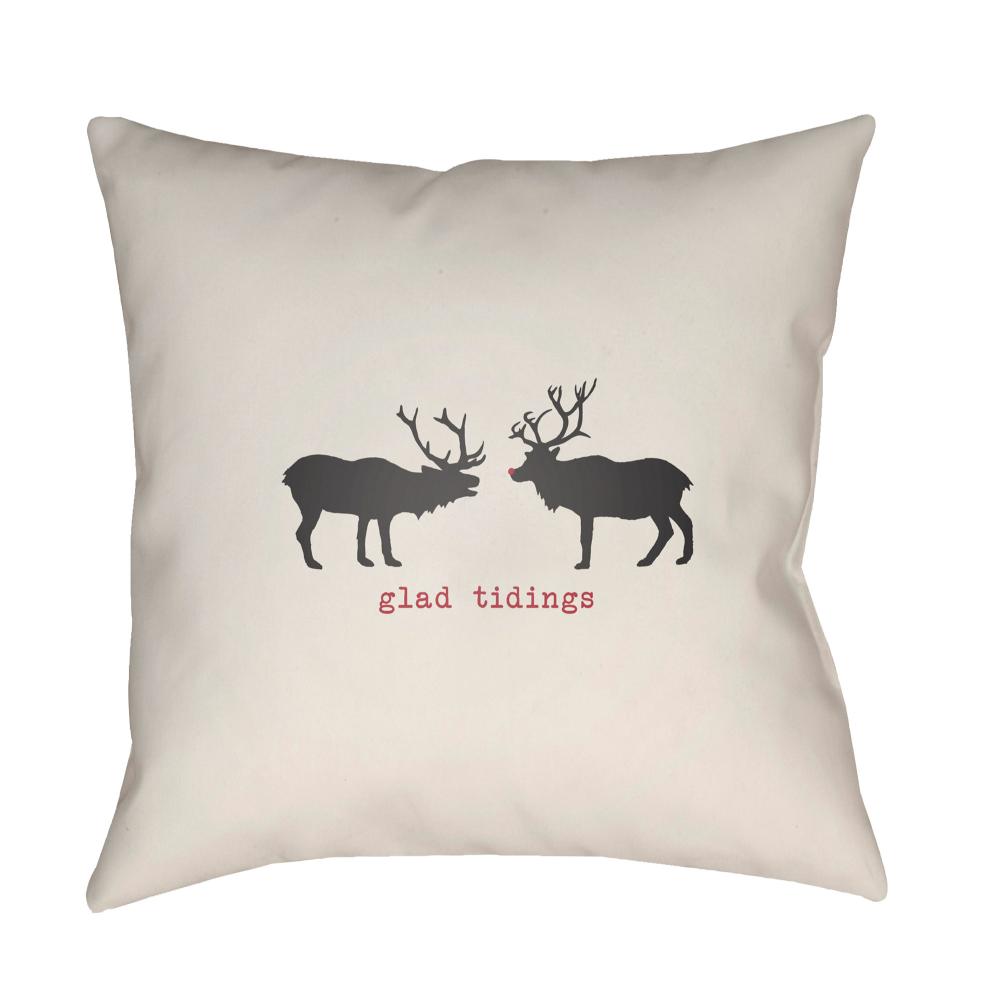 Livabliss HDY080-1818 Reindeer HDY-080 18"L x 18"W Accent Pillow in Light Grey