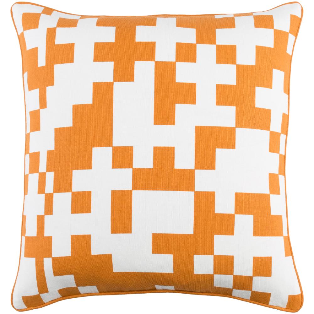 Livabliss INGA7018-1818 Inga INGA-7018 18"L x 18"W Accent Pillow Orange, Off-WhiteMain: Bright Orange, Ivory