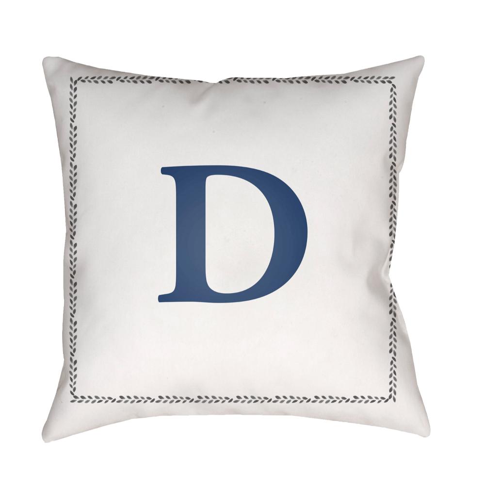 Livabliss INT004-1818 Initials INT-004 18"L x 18"W Accent Pillow Off-White, Light Silver, Charcoal, Pale Slate
