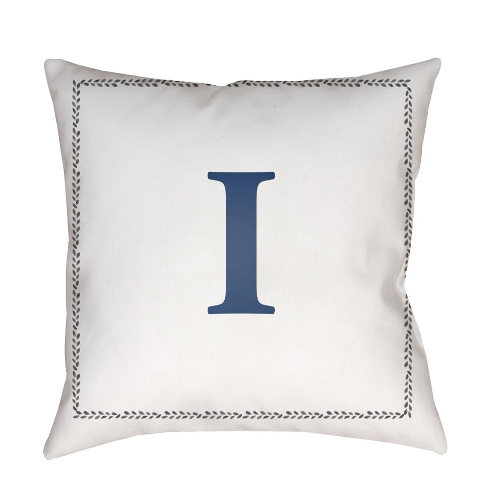 Livabliss INT009-1818 Initials INT-009 18"L x 18"W Accent Pillow Off-White, Light Silver