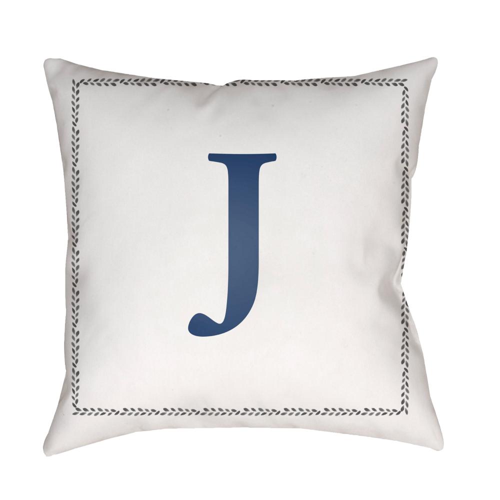 Livabliss INT010-1818 Initials INT-010 18"L x 18"W Accent Pillow Off-White, Light Silver, Pale Slate