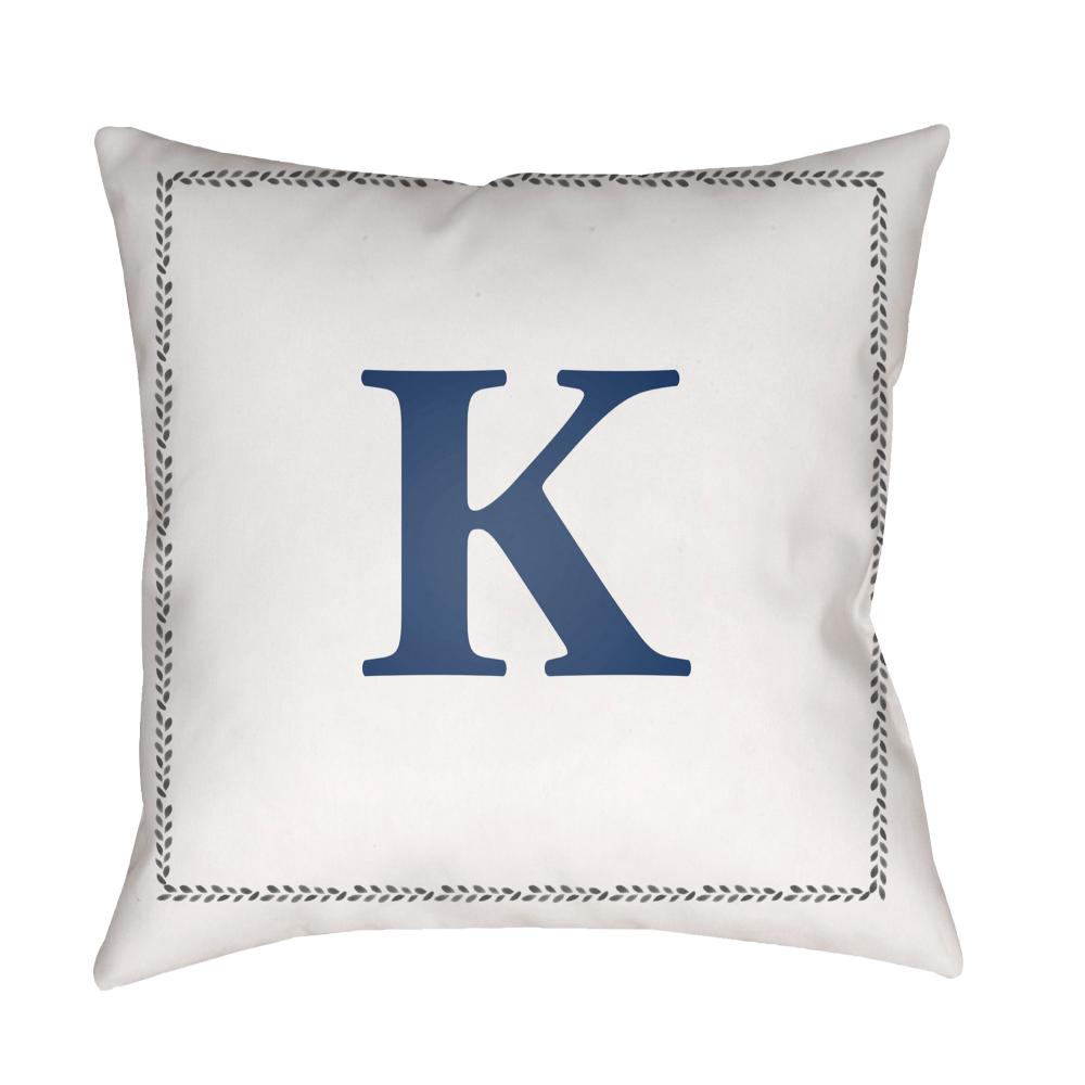 Livabliss INT011-1818 Initials INT-011 18"L x 18"W Accent Pillow Off-White, Light Silver, Pale Slate