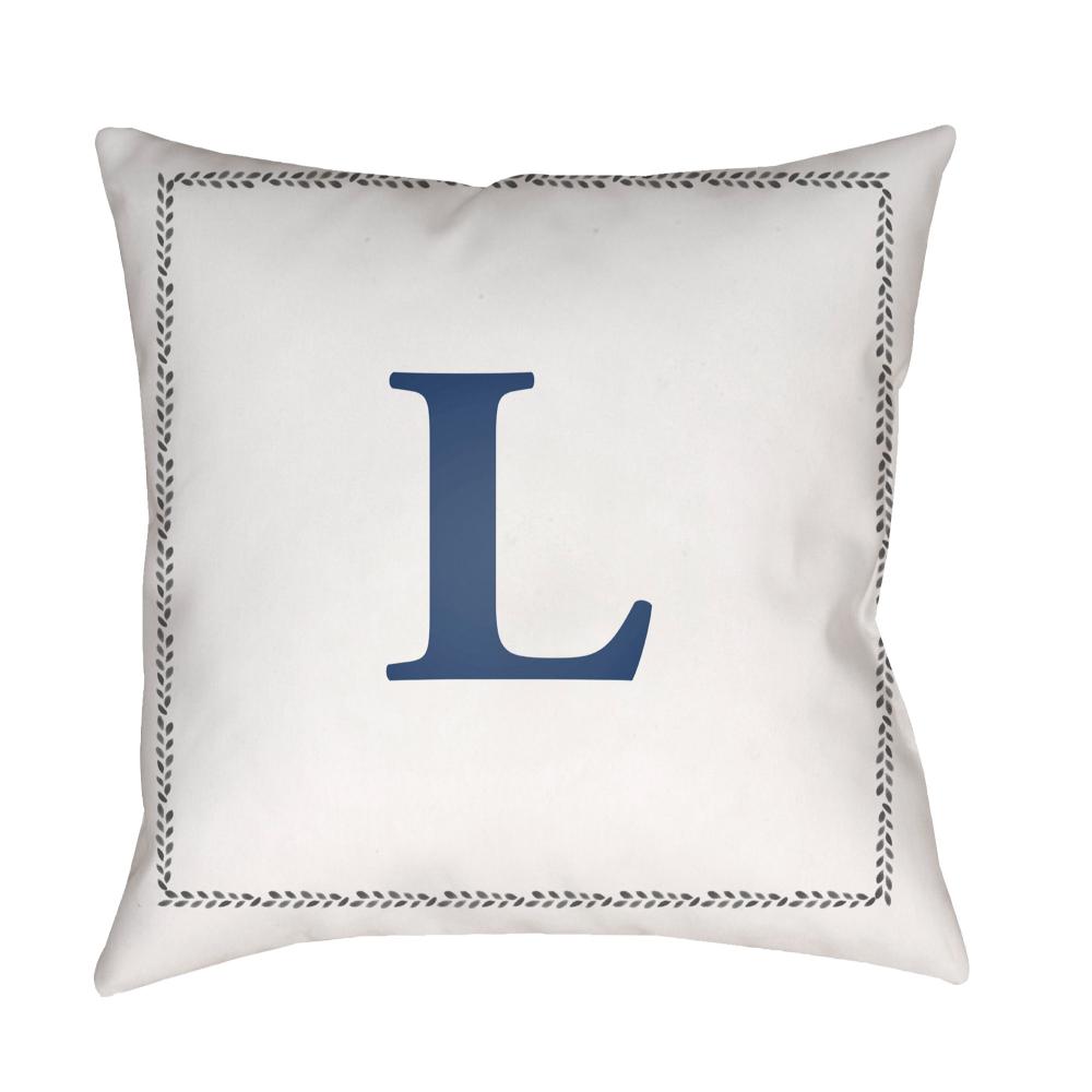 Livabliss INT012-1818 Initials INT-012 18"L x 18"W Accent Pillow Off-White, Light Silver