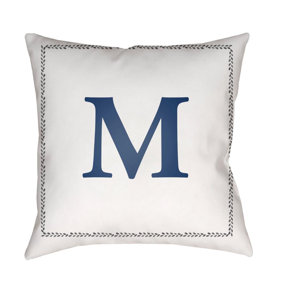 Livabliss INT013-1818 Initials INT-013 18"L x 18"W Accent Pillow Off-White, Light Silver, Pale Slate, Charcoal