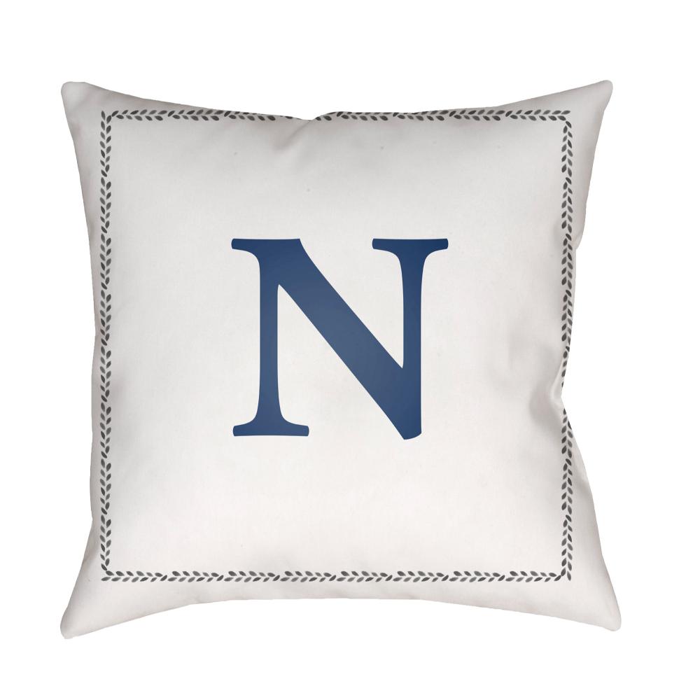 Livabliss INT014-1818 Initials INT-014 18"L x 18"W Accent Pillow Off-White, Light Silver, Pale Slate