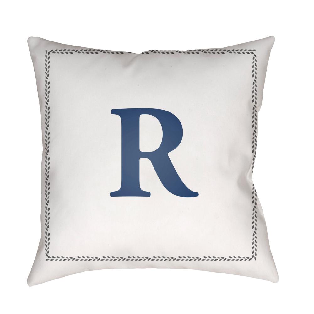 Livabliss INT018-1818 Initials INT-018 18"L x 18"W Accent Pillow Off-White, Light Silver, Pale Slate