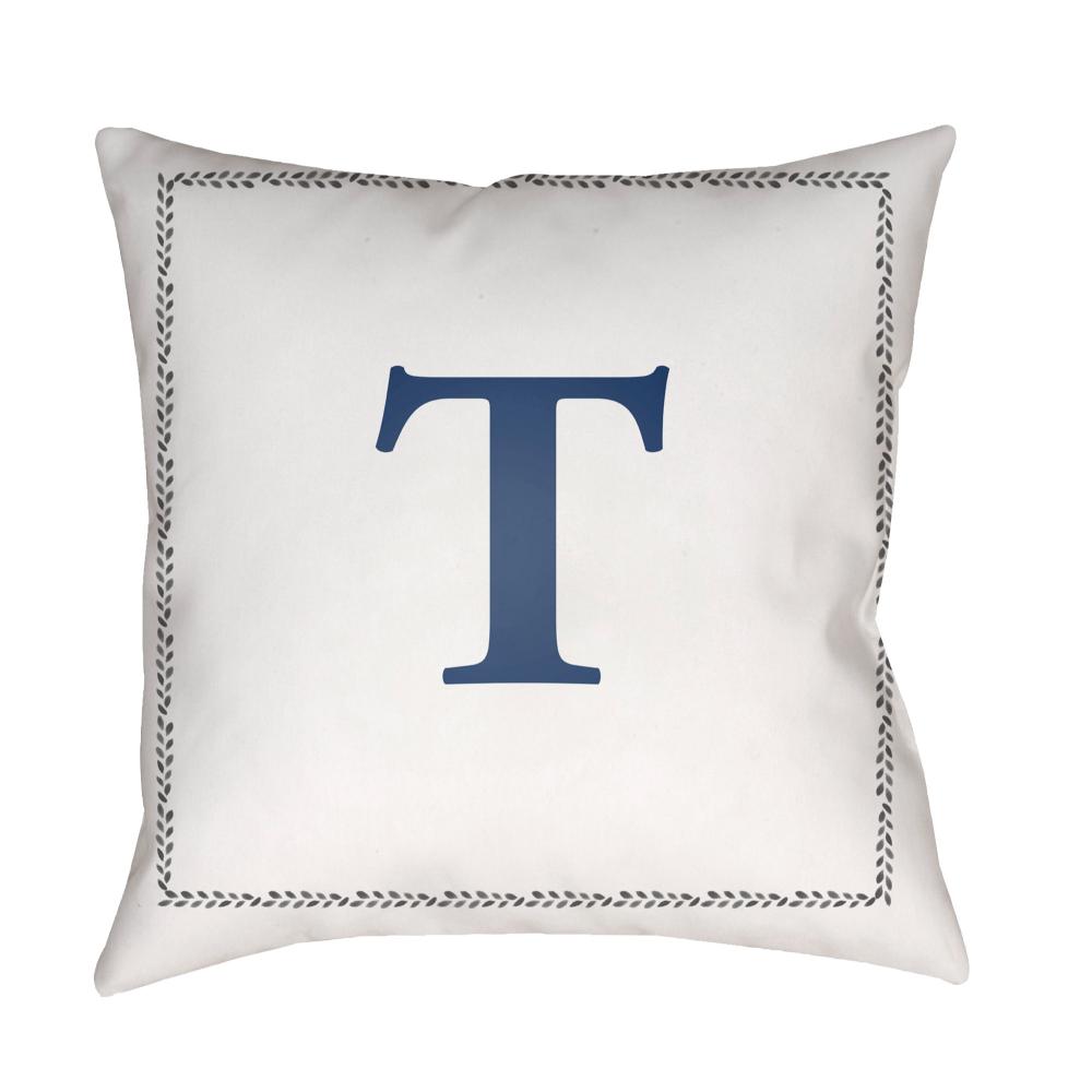 Livabliss INT020-1818 Initials INT-020 18"L x 18"W Accent Pillow Off-White, Light Silver, Pale Slate