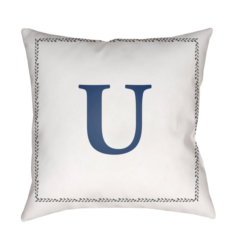 Livabliss INT021-1818 Initials INT-021 18"L x 18"W Accent Pillow Off-White, Light Silver