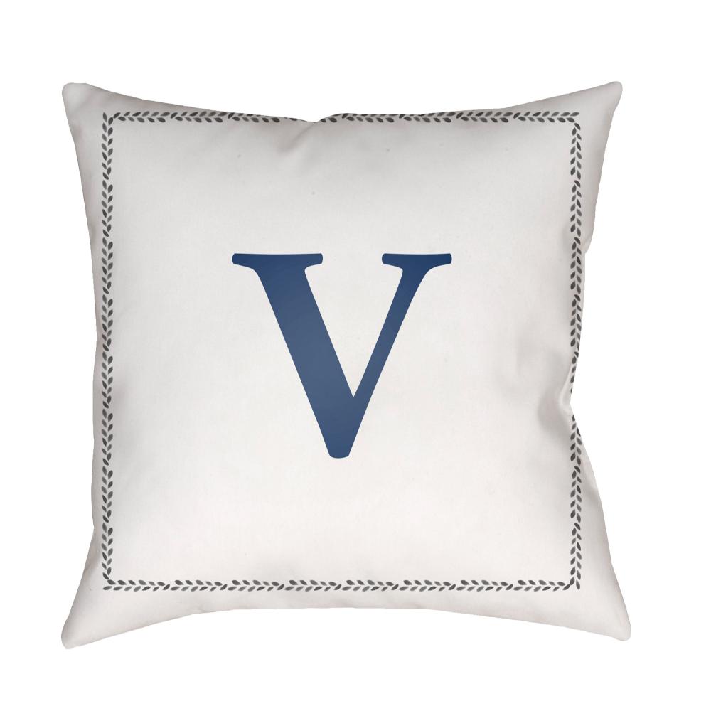 Livabliss INT022-1818 Initials INT-022 18"L x 18"W Accent Pillow Off-White, Light Silver, Pale Slate