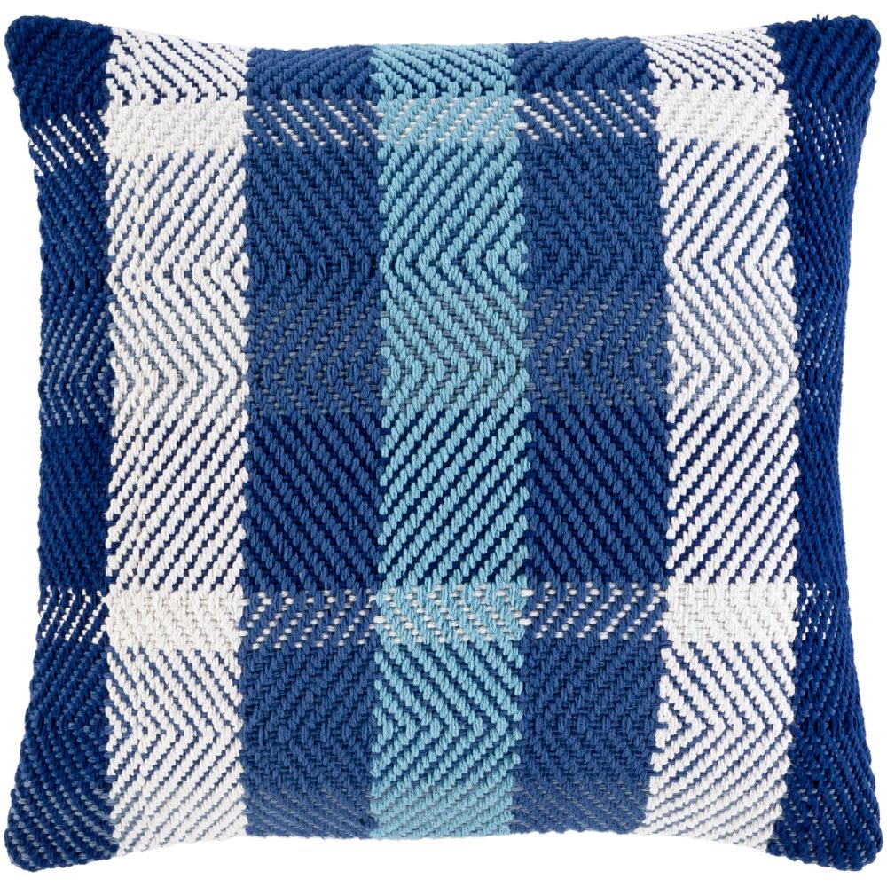 Livabliss JBN001-1818 Jacobean JBN-001 18"L x 18"W Accent Pillow Denim, Off-White, Light Blue, Dark Blue