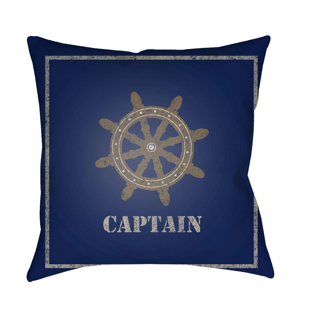Livabliss LAKE003-1818 Captain LAKE-003 18"L x 18"W Accent Pillow Marine Blue, Midnight Blue, Silver, Ink