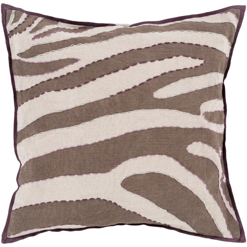 Livabliss LD041-1818 Zebra LD-041 18"L x 18"W Accent Pillow in Dark Brown