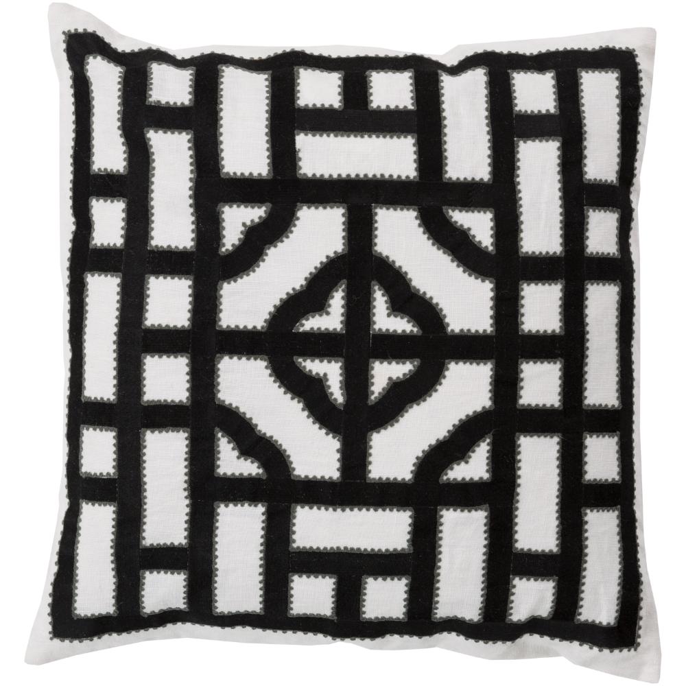Livabliss LD046-2222D Chinese Gate LD-046 22"L x 22"W Accent Pillow Cream, Black, Medium Gray