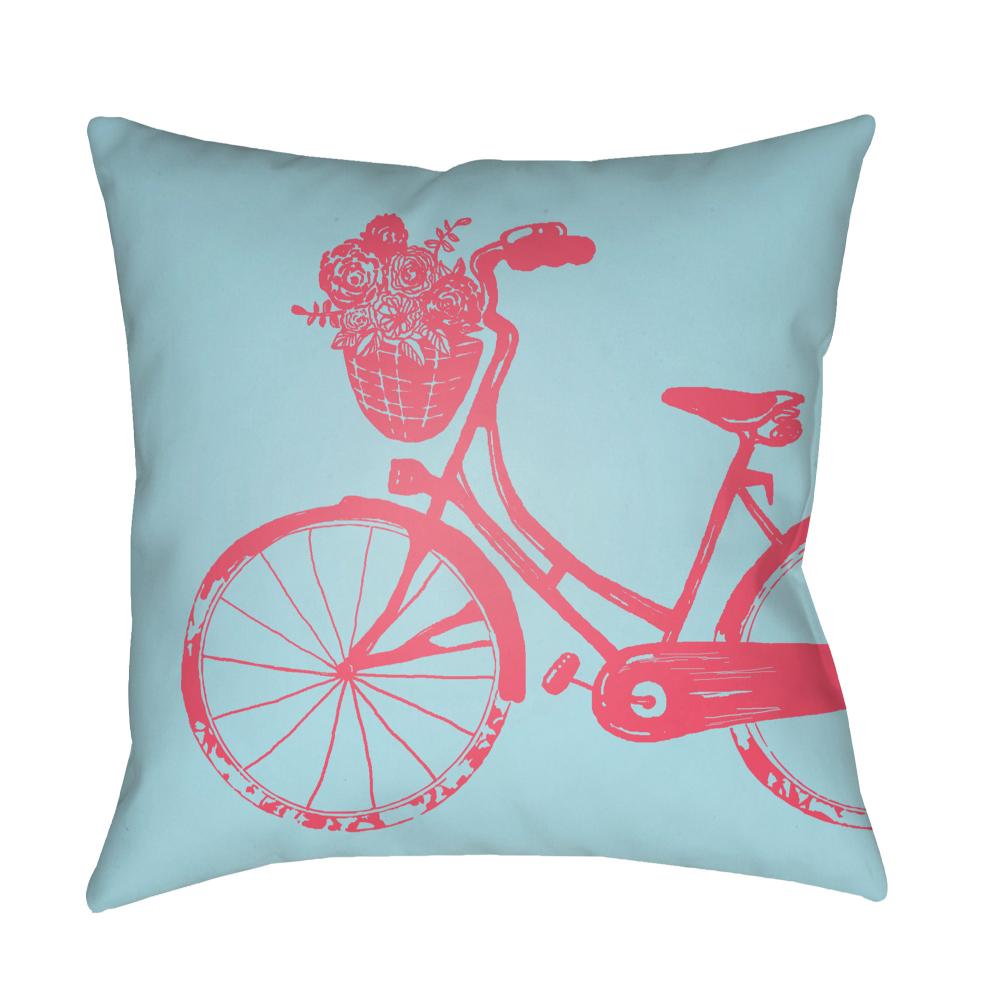 Livabliss LIL010-1818 Bicycle LIL-010 18"L x 18"W Accent Pillow Slate, Light Blue, Pale Pink, Pewter, Rose Gold