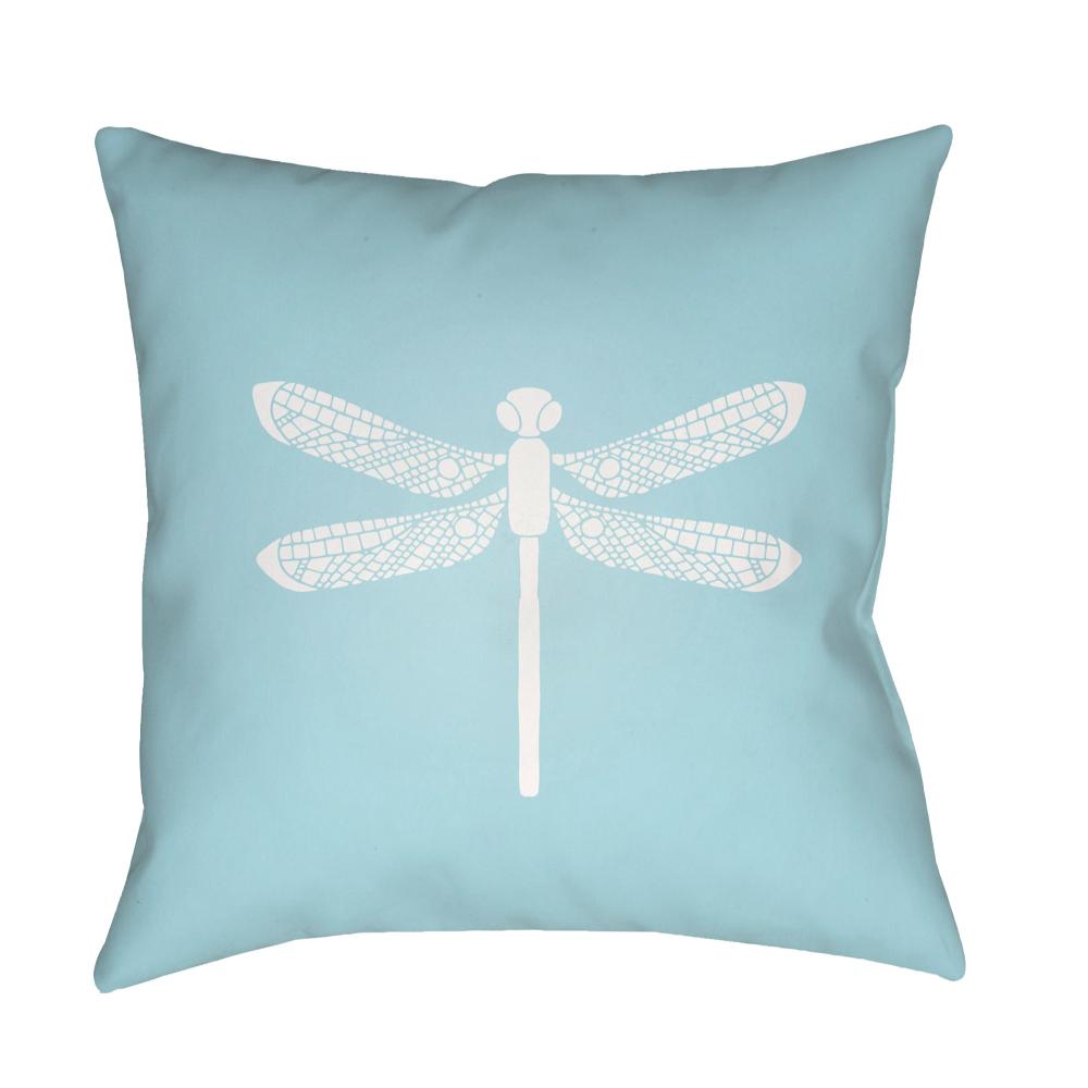 Livabliss LIL025-1818 Dragonfly LIL-025 18"L x 18"W Accent Pillow Slate, Off-White, Light Blue, Metallic - Silver, Pewter