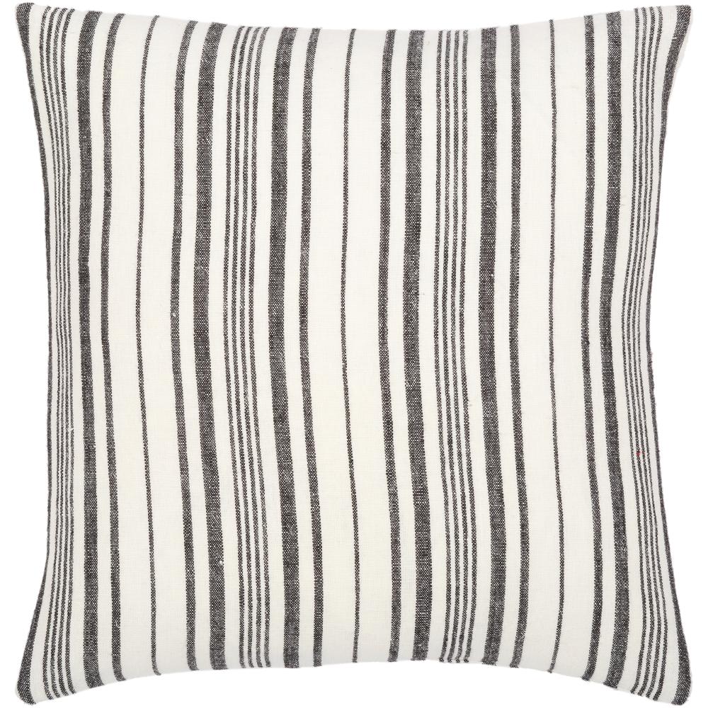 Livabliss LNB002-1818 Linen Stripe Buttoned LNB-002 18"L x 18"W Accent Pillow in Cream