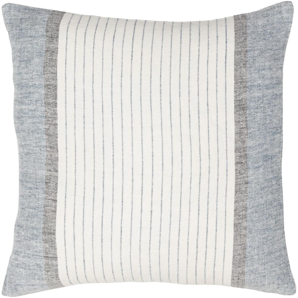 Livabliss LNB004-2222 Linen Stripe Buttoned LNB-004 22"L x 22"W Accent Pillow in Cream