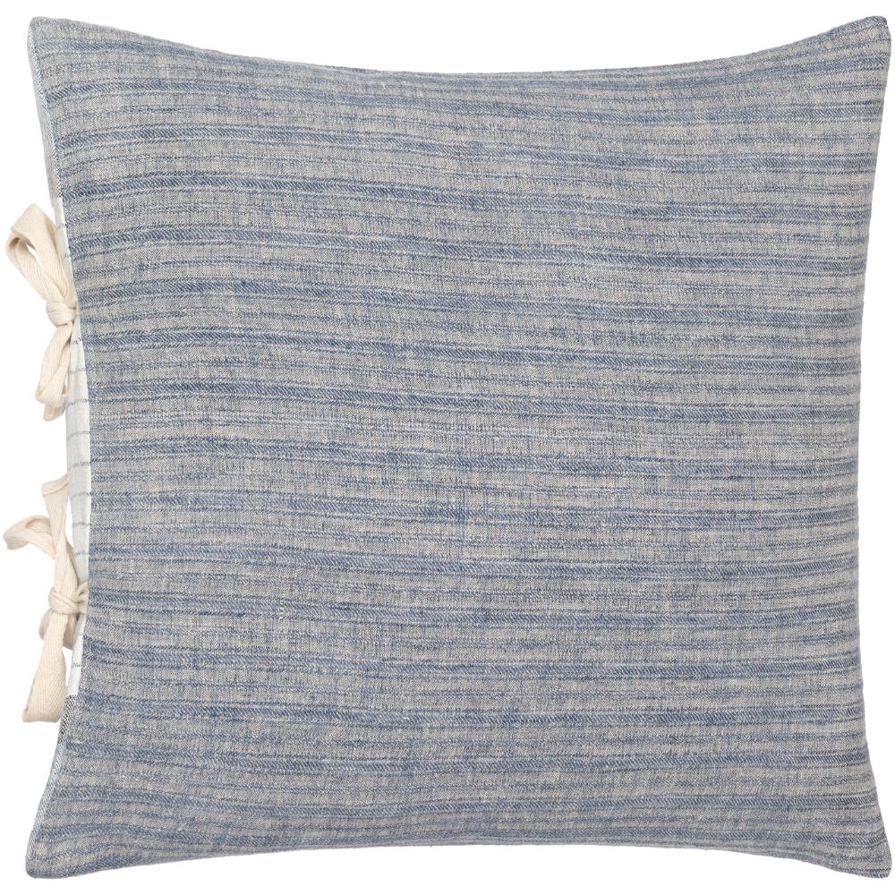 Livabliss LNT001-1818 Linen Stripe Ties LNT-001 18"L x 18"W Accent Pillow in Blue