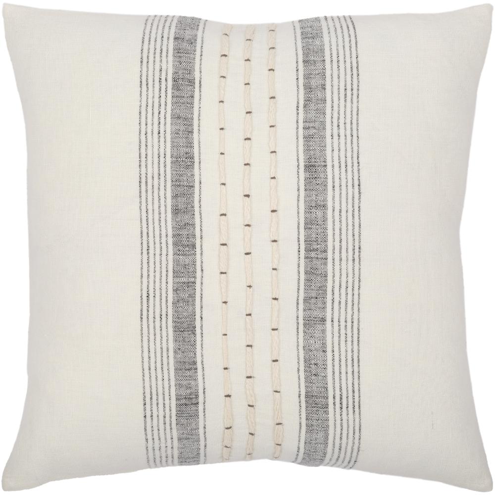 Livabliss LSP001-1818 Linen Stripe Embellished LSP-001 18"L x 18"W Accent Pillow in Cream