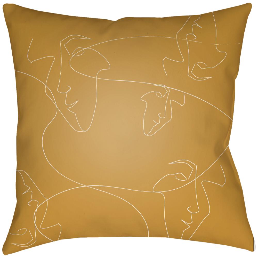 Livabliss MDF001-1616 Modern Faces MDF-001 16"L x 16"W Accent Pillow in Mustard